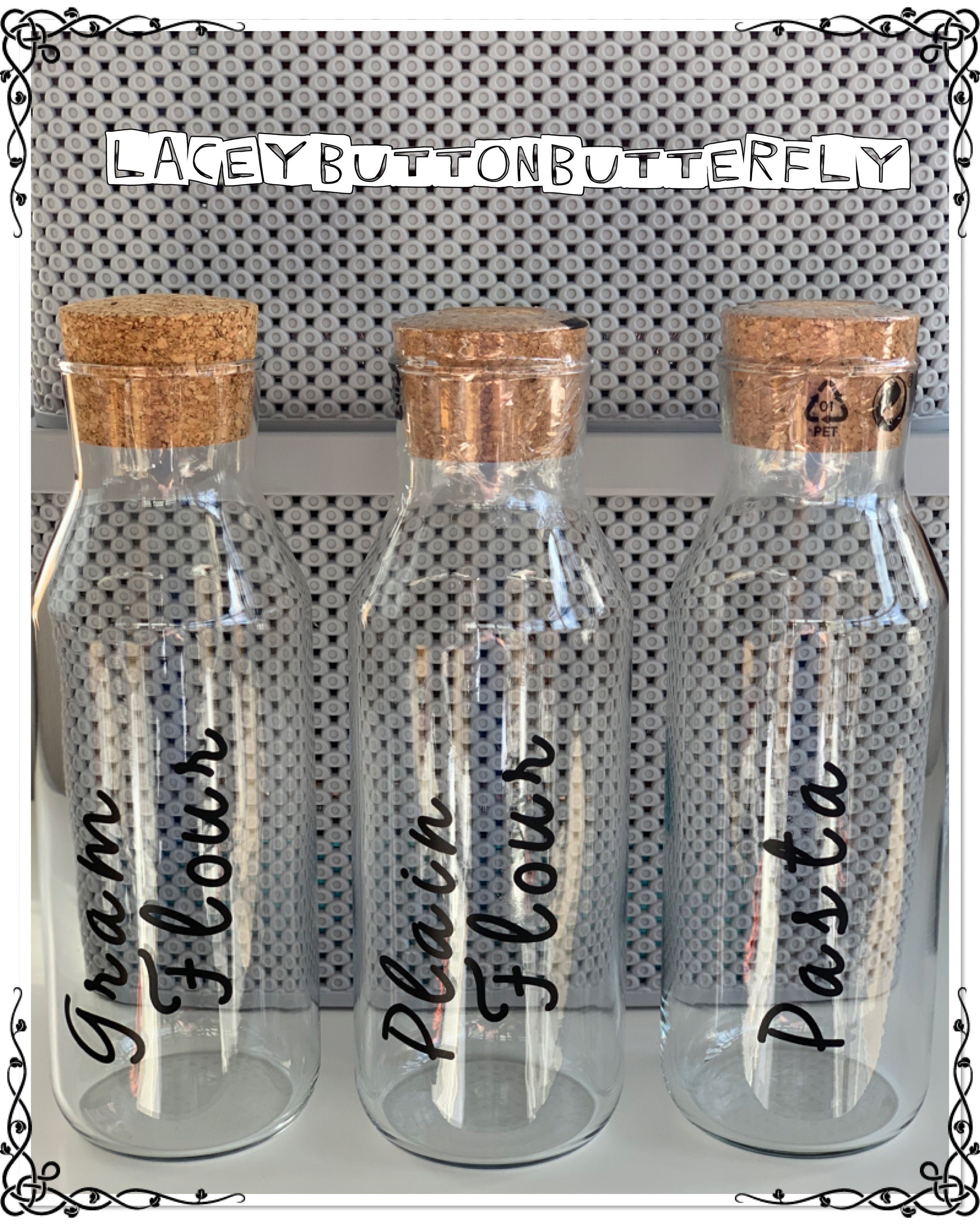 Storage bottles with cork stopper glass/Mrs Hinch inspired Etsy