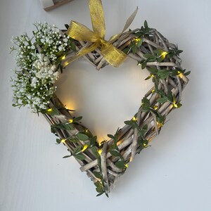 Wicker Light Up Heart Wreath: Handmade Artificial Flower Decor image 13