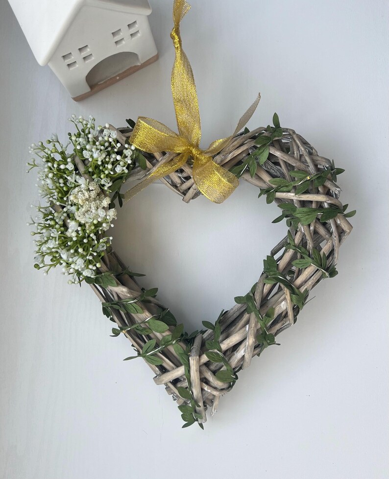 Wicker Light Up Heart Wreath: Handmade Artificial Flower Decor image 12