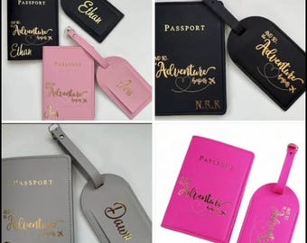 Personalised Passport Cover & Luggage Tag Set Travel Accessories