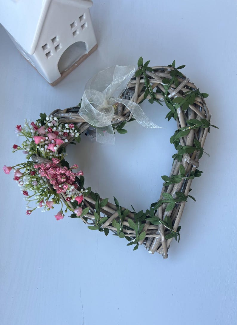 Wicker Light Up Heart Wreath: Handmade Artificial Flower Decor image 5