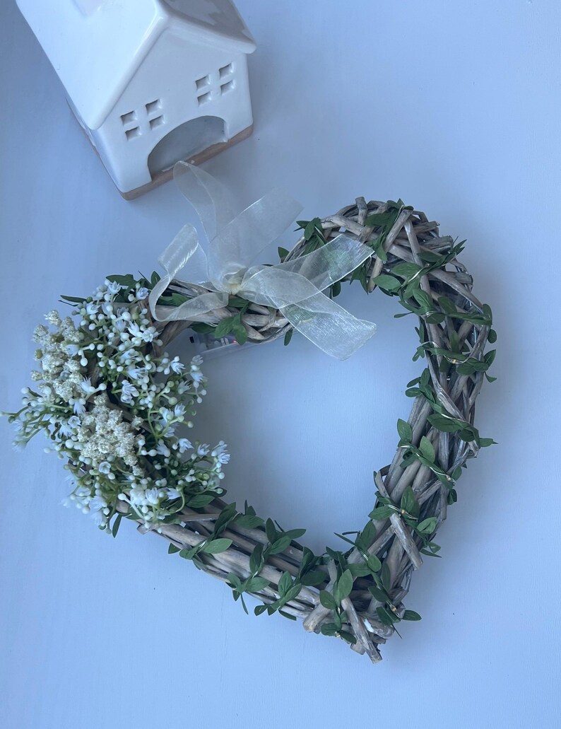 Wicker Light Up Heart Wreath: Handmade Artificial Flower Decor image 2