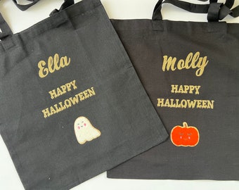 Halloween bag/Personalised bag/Trick or treat bag/Cotton bag/Pumpkin bag/Ghost bag/Reusable bag/Personalised