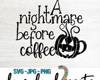 Koszmar przed kawą SVG, projekt koszulki na Halloween (pobranie cyfrowe)