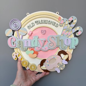 Wall Plaque, Wall Decor, Kids Room Decor,Kids Playroom Decor, Candy, Pastels,Candy Shop Plaque, Sweet Shop Decor, Cake Shop Decor