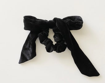 Velvet Black Bow Hair Tie
