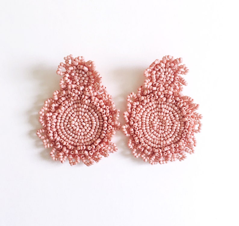 Pink Seed Bead Earrings
