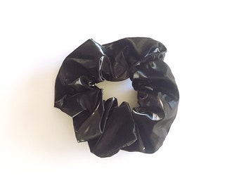 Black Faux Leather Scrunchie