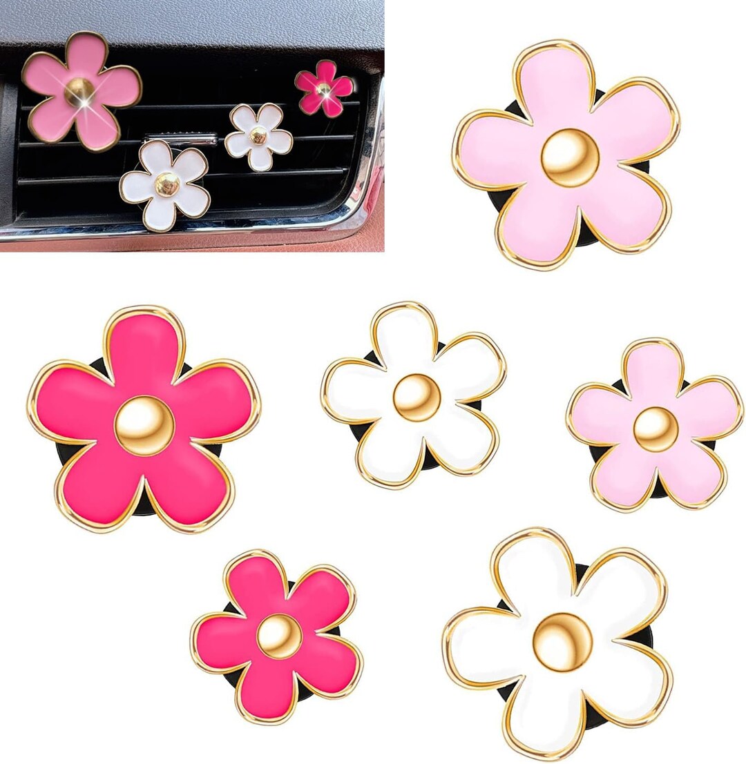6 PCS Colorful Daisy Flower Car Air Freshener Clip 3 PCS Refill Tablets
