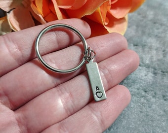 Handstamped Initial Keychain: Personalized Letter with Heart