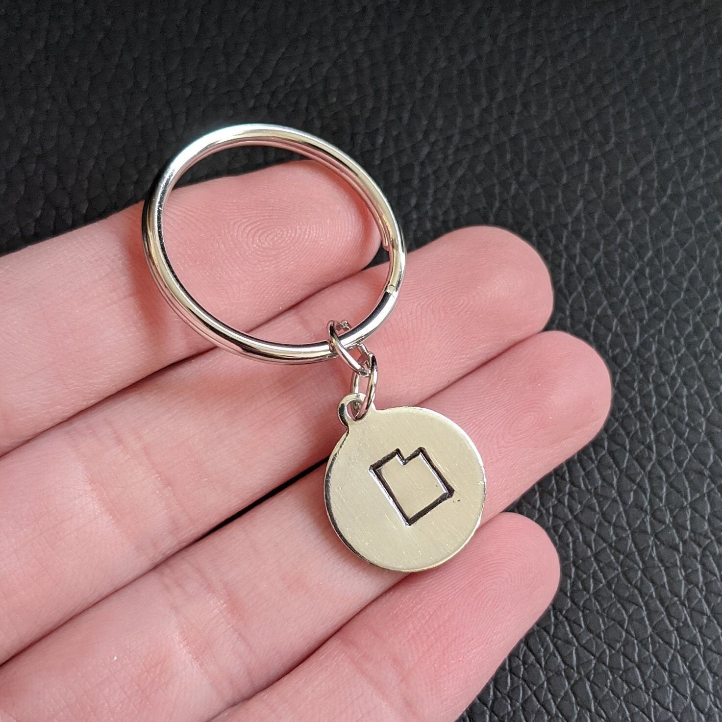 Utah Hand Stamped Keychain | Utah Outline Key Chain - Etsy