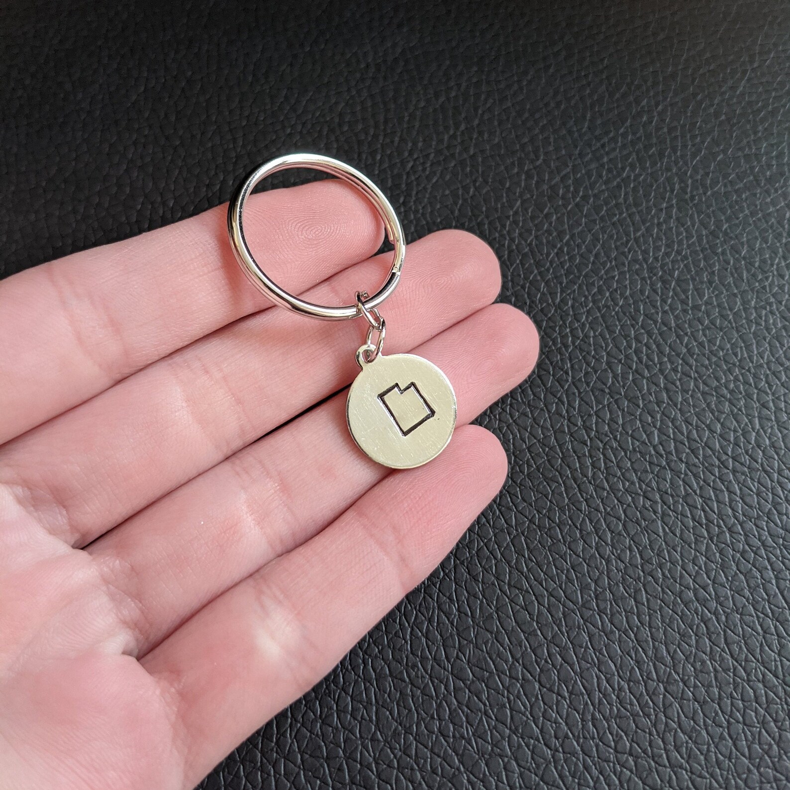 Utah Hand Stamped Keychain | Utah Outline Key Chain - Etsy