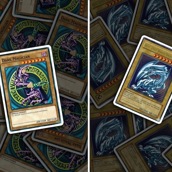 Classic Yugioh Card Stickers, Dark Magician | Blue Eyes White Dragon