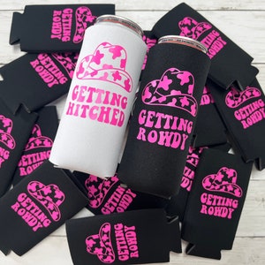 Getting Rowdy Bachelorette Party Slim Can Coolers, Retro Bachelorette Party Favors, Nashville Bachelorette, Country Party, Nash Bash