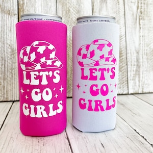 Let's Go Girls Bachelorette Party Slim Can Coolers, Retro Bachelorette Party, Nashville Bachelorette, Nashville Birthday Party