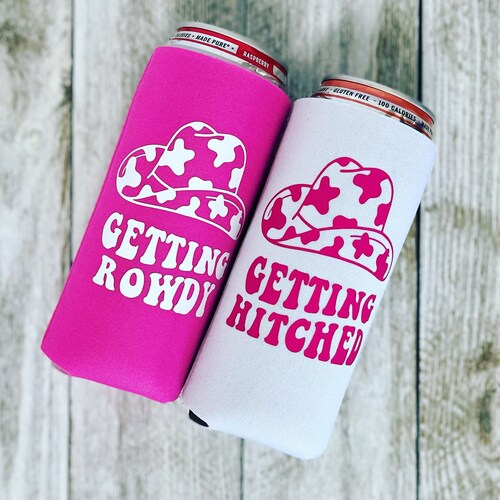 Getting Rowdy Bachelorette Party Slim Can Coolers Retro Etsy