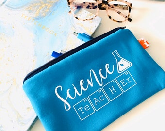 Science teacher pencil case Scientist gift Science teacher gift Periodic table pouch Teacher pouch Science teacher zipper pouch