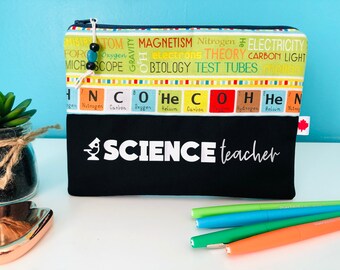 Science teacher pencil case Scientist gift Science teacher gift Periodic table pouch Teacher pouch Science teacher zipper pouch