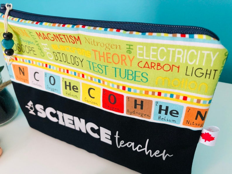 Science teacher pencil case Scientist gift Science teacher gift Periodic table pouch Teacher pouch Science teacher zipper pouch