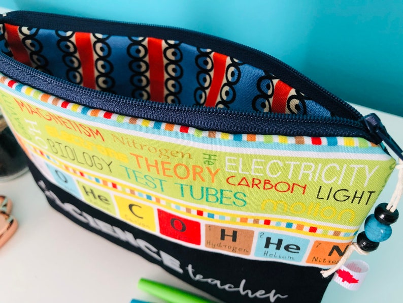 Science teacher pencil case Scientist gift Science teacher gift Periodic table pouch Teacher pouch Science teacher zipper pouch