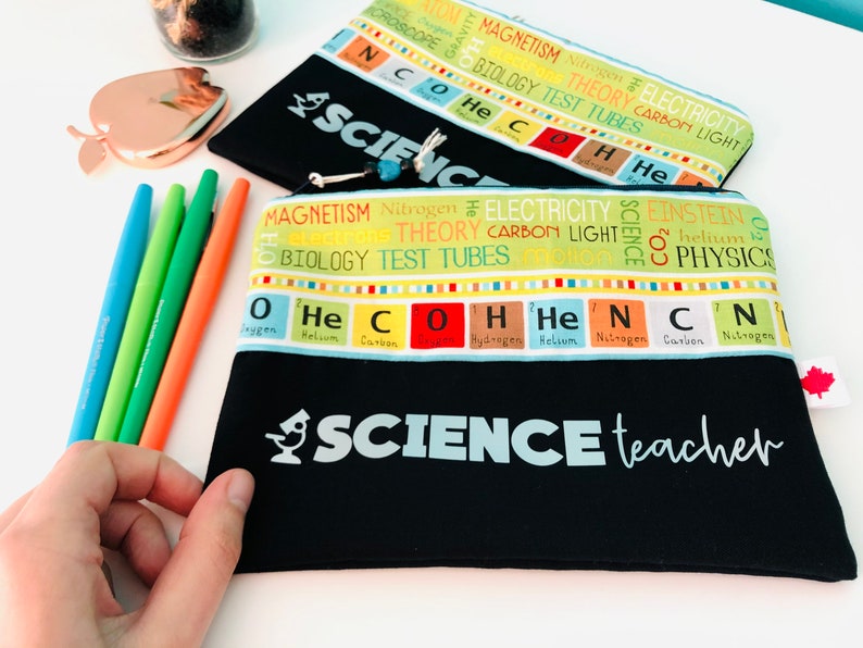 Science teacher pencil case Scientist gift Science teacher gift Periodic table pouch Teacher pouch Science teacher zipper pouch