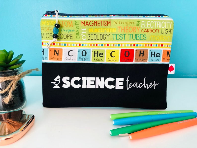 Science teacher pencil case Scientist gift Science teacher gift Periodic table pouch Teacher pouch Science teacher zipper pouch