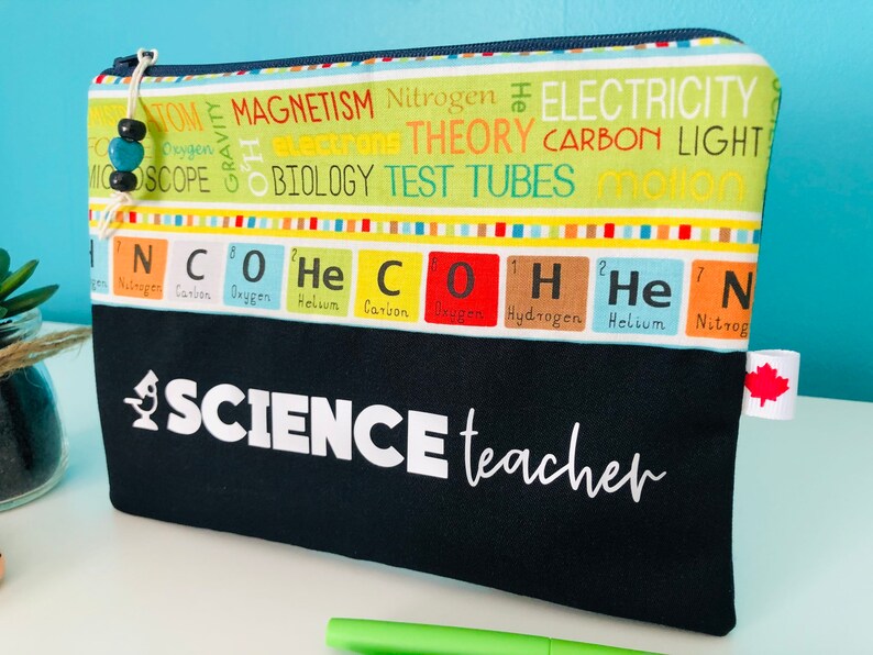 Science teacher pencil case Scientist gift Science teacher gift Periodic table pouch Teacher pouch Science teacher zipper pouch