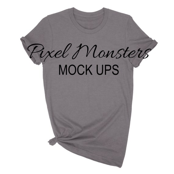 Download Free 3001 Bella Canvas Mockup Dark Grey Heather T-Shirt ...