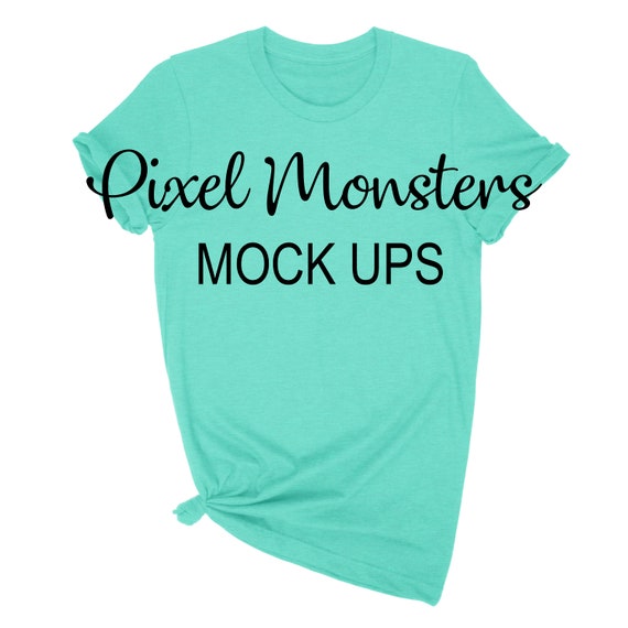 Bella Canvas 3001 Mockup Heather Sea Green Tshirt Bella Etsy