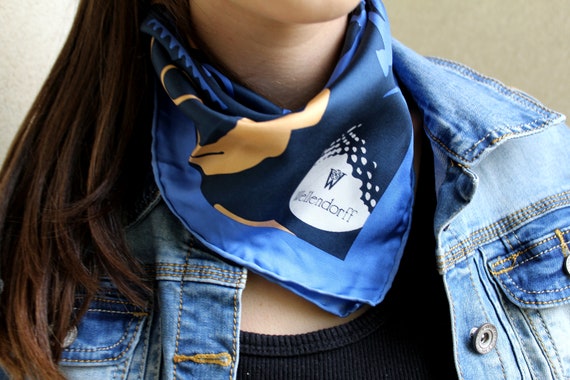 Small Silk Scarf, Silk Bandana, Golf Scarf, Vintag