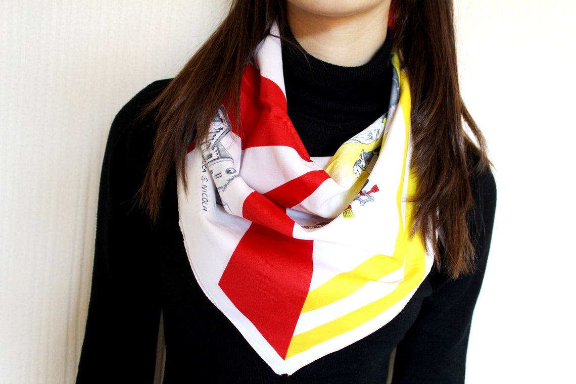 Vintage Souvenir Scarf Italy Landmarks Scarf Collectible Etsy