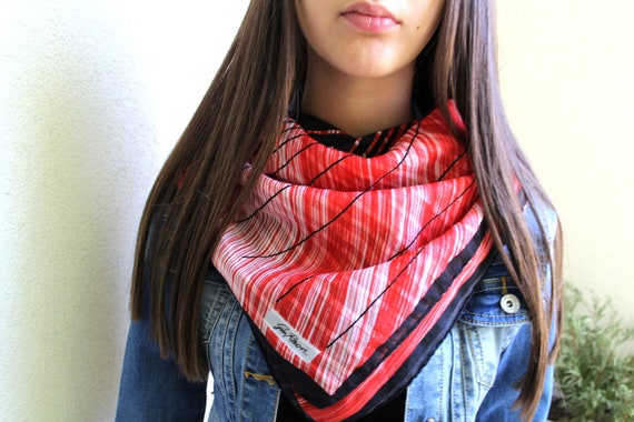 Vintage Jim Renoir Scarf, Fall Spring Scarf, Red