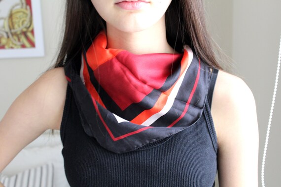 Vintage Plaid Scarf, Hand Rolled Scarf, Checkered