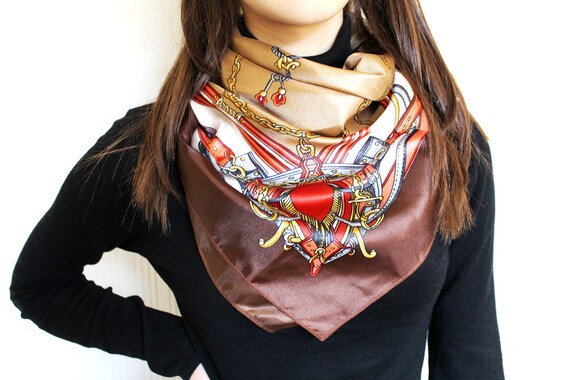 Vintage Royal Scarf, Stirrups Print Scarf, Bohemia