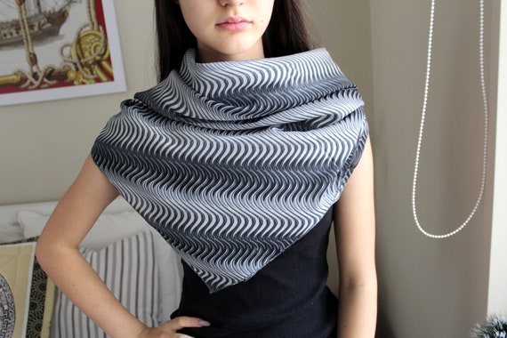Vintage Geometrical Scarf, Neck Scarf, Large Scarf