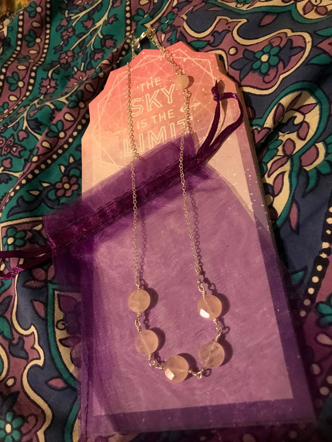 The Rose Quartz Silver Chain Necklace Etsy New Zealand