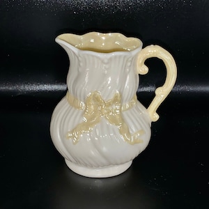 Belleek Pottery Ribon Creamer Ireland Green Mark