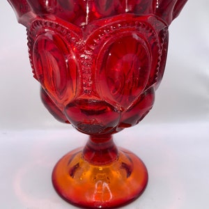 Vintage LE Smith Amberina Moon and Stars Pedestal Dish