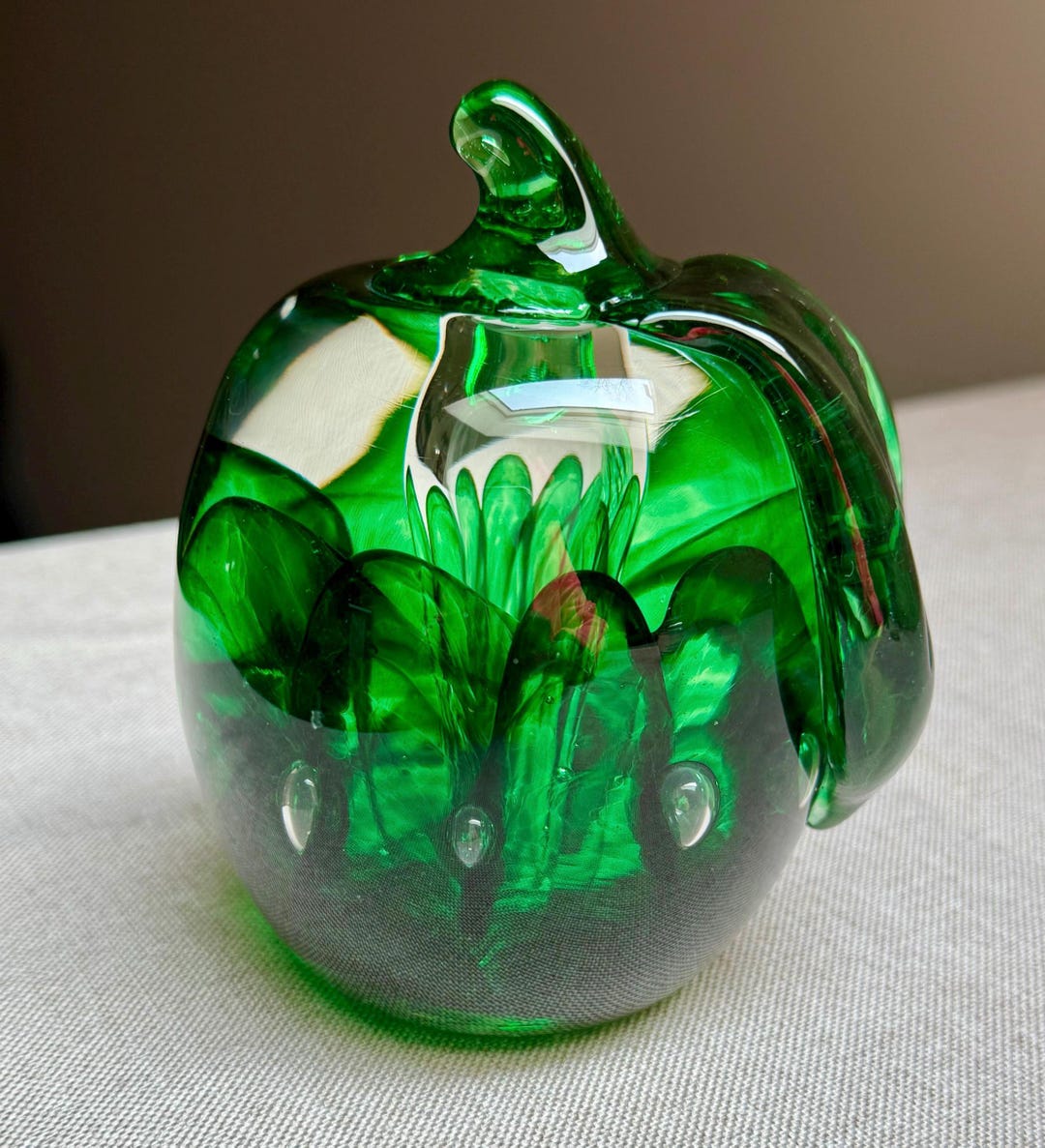 Joe Rice LH Bayley Large Green Apple Art Glass Paperweight 1995 - Etsy