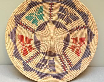 Handwoven Artistic Grass Fair Trade Basket Bowl Butterflies