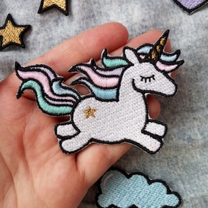 Unicorn Sew on Patch Naszywka Embroidered Patch Applique Patches for Backpacks Patches for Bags For t-shirt DIY Refashion For Denim image 1