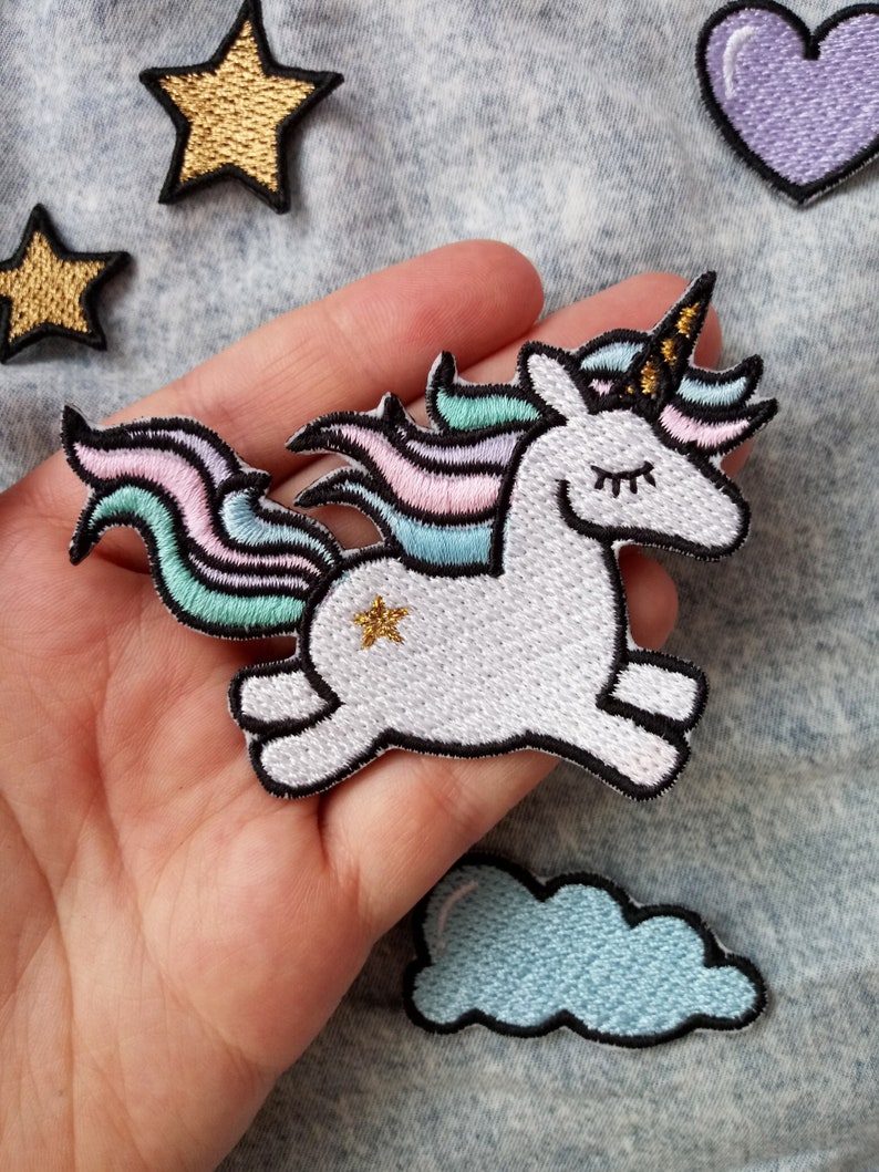 Unicorn Sew on Patch Naszywka Embroidered Patch Applique Patches for Backpacks Patches for Bags For t-shirt DIY Refashion For Denim image 1