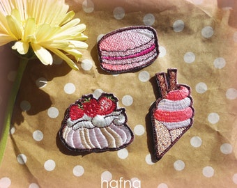 Something Sweet Set of Patches Embroidered Patch Patches for Jackets Icecream Party Dessert Patch Meringue Pie Strawberry Macaron Sew on