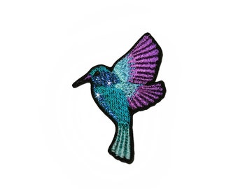 Birdie Holo Hummingbird Sew on Patch Embroidered Patch Applique Patches for Backpacks Patches For DIY Lover Fix Your Clothes Cute Patch