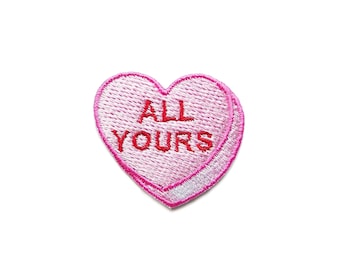 ALL YOURS Candy Heart Valentine Conversation Hearts Patches Embroidered Patch Applique Patches for Backpacks Trend Patches Pack For t-shirt