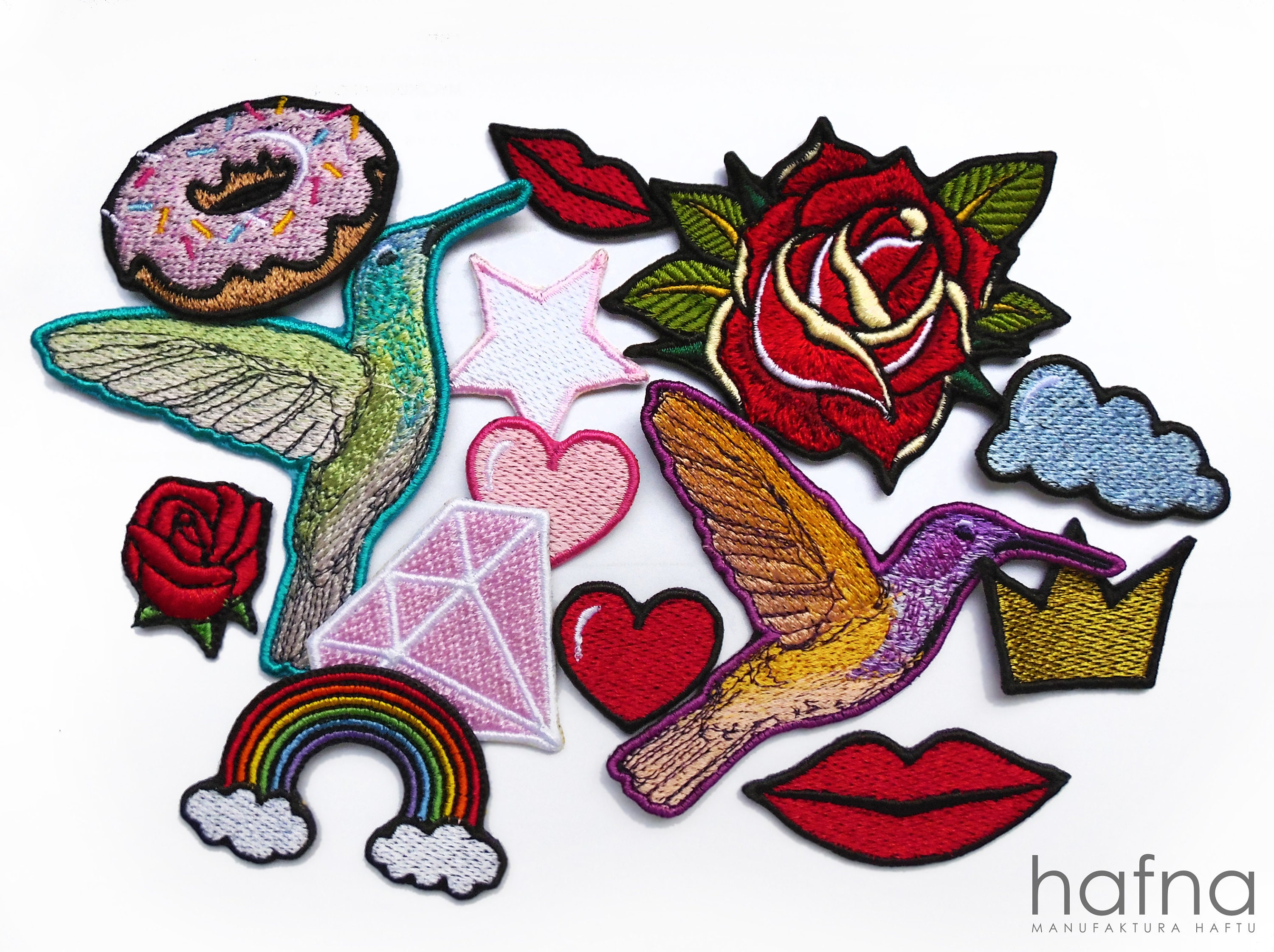 HHO Solid Pink Heart Patch Embroidered DIY Patches, Cute Applique Sew Iron on Kids Craft Patch for Bags Jackets Jeans Clothes