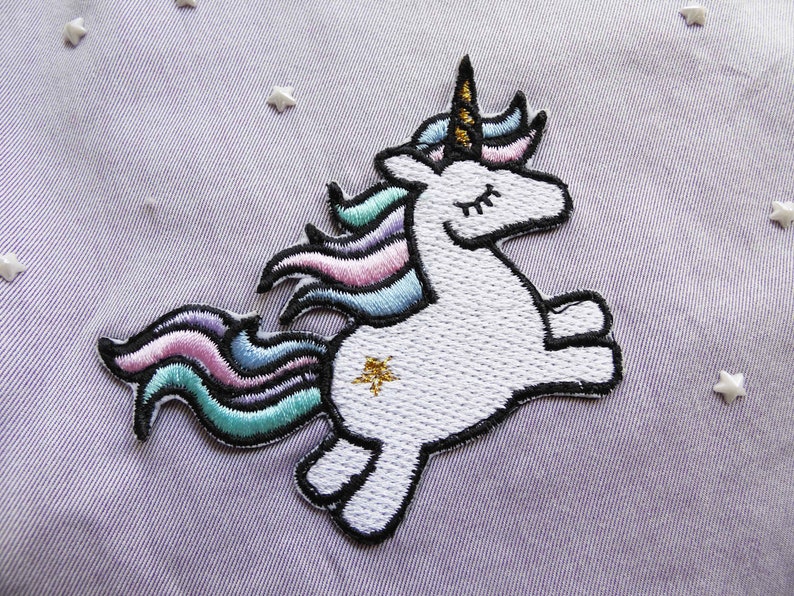 Unicorn Sew on Patch Naszywka Embroidered Patch Applique Patches for Backpacks Patches for Bags For t-shirt DIY Refashion For Denim image 3