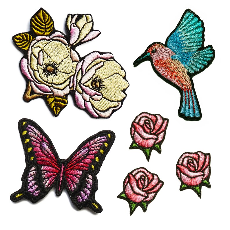 Blushy Rose Sew on Patch Naszywka Embroidered Patch Applique Patches for Jackets Patches for Backpacks For t-shirt image 3