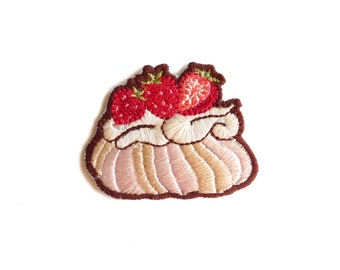 Meringue Pie Embroidered Patch Sew on Patch Strawberry Patch Pavlova Party Dessert Patch Foodporn Patch Refashion Your Clothes