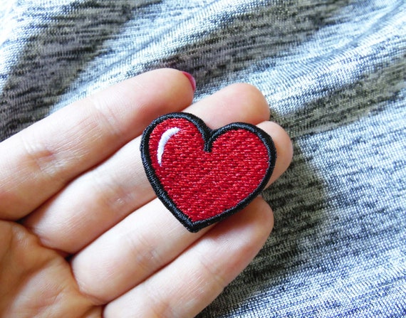 Red Sequin Heart Embroidered Patch — Iron On – Paddy's Patches